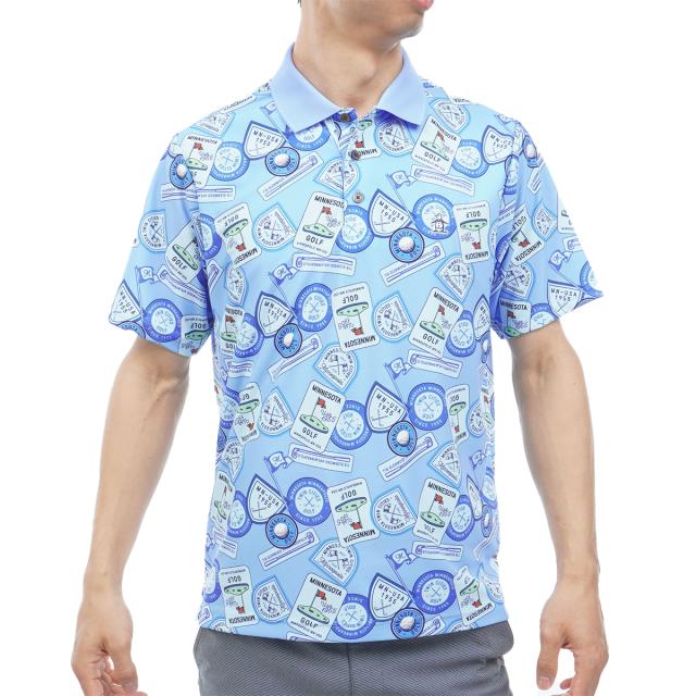 マンシングウェア　Munsingwear　ストレッチ SUNSCREEN ワッペン総柄プリント半袖ポロシャツ_3