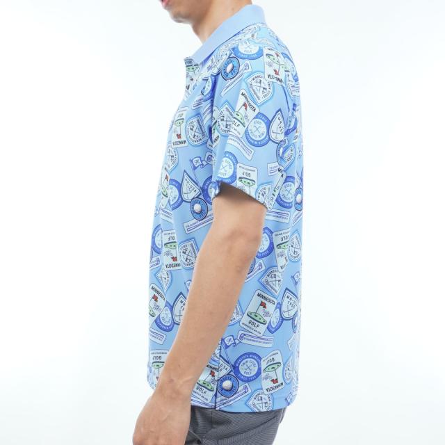 マンシングウェア　Munsingwear　ストレッチ SUNSCREEN ワッペン総柄プリント半袖ポロシャツ_5
