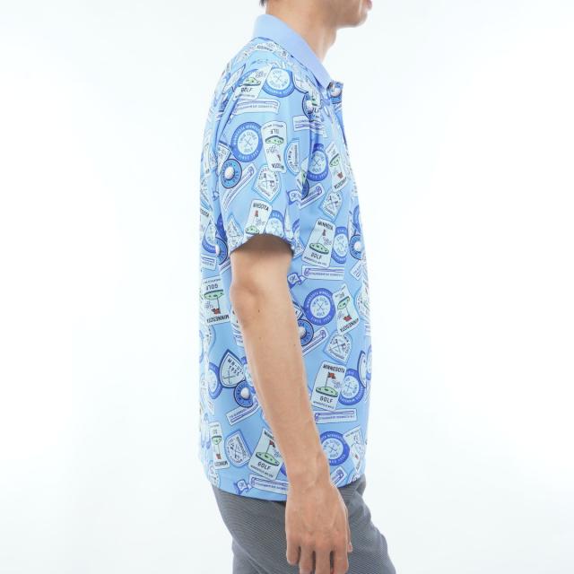 マンシングウェア　Munsingwear　ストレッチ SUNSCREEN ワッペン総柄プリント半袖ポロシャツ_7