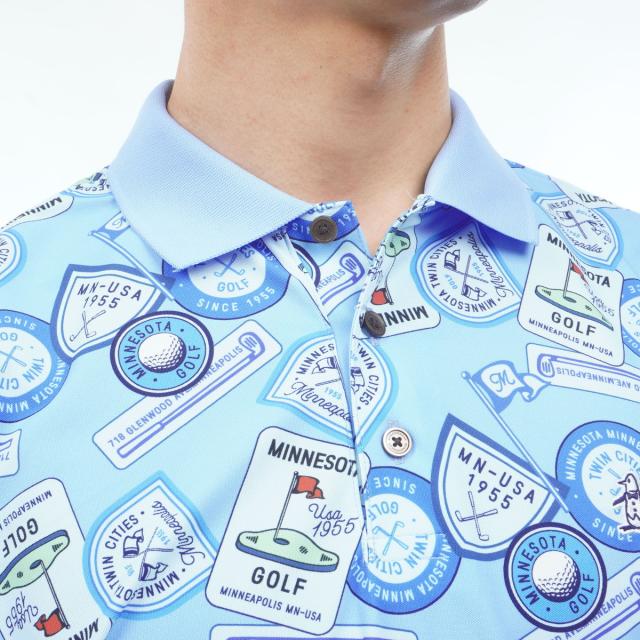 マンシングウェア　Munsingwear　ストレッチ SUNSCREEN ワッペン総柄プリント半袖ポロシャツ_9