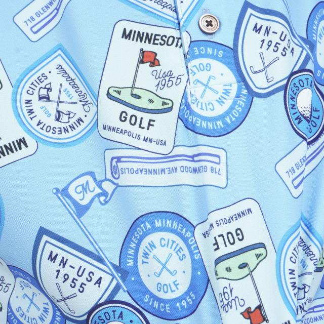 マンシングウェア　Munsingwear　ストレッチ SUNSCREEN ワッペン総柄プリント半袖ポロシャツ_10