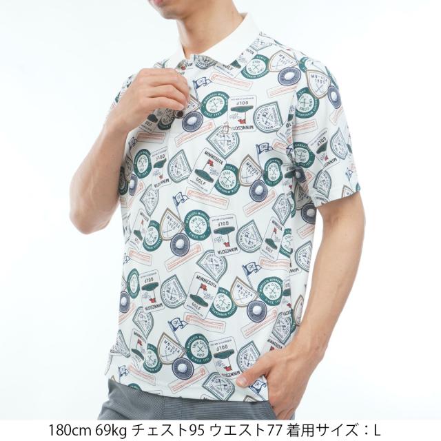 マンシングウェア　Munsingwear　ストレッチ SUNSCREEN ワッペン総柄プリント半袖ポロシャツ_13