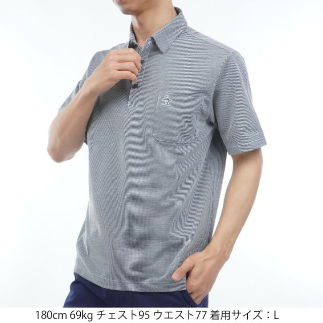マンシングウェア　Munsingwear　ストレッチ シアサッカーストライプ台襟付き半袖ポロシャツ_2