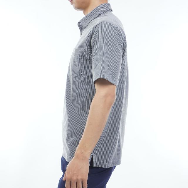 マンシングウェア　Munsingwear　ストレッチ シアサッカーストライプ台襟付き半袖ポロシャツ_3