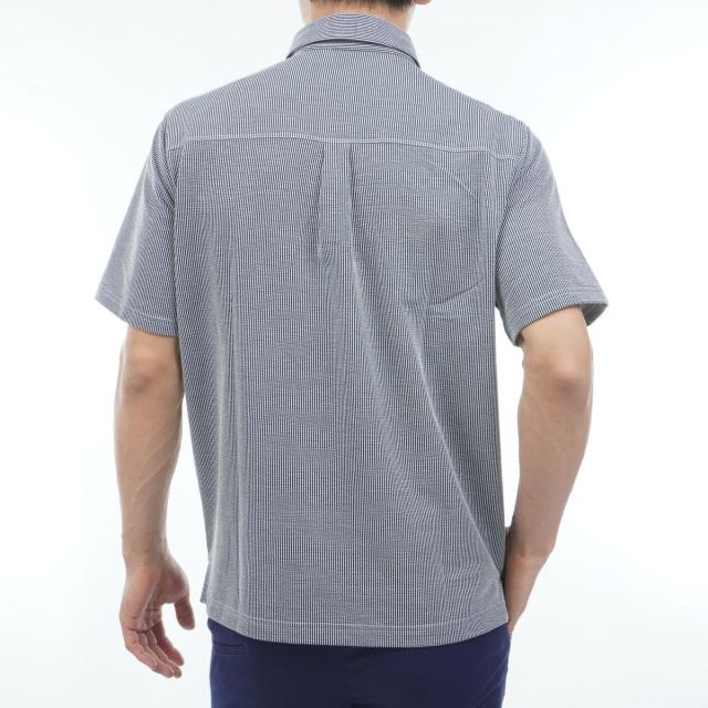 マンシングウェア　Munsingwear　ストレッチ シアサッカーストライプ台襟付き半袖ポロシャツ_4