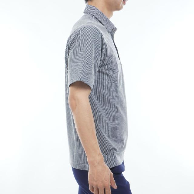 マンシングウェア　Munsingwear　ストレッチ シアサッカーストライプ台襟付き半袖ポロシャツ_5