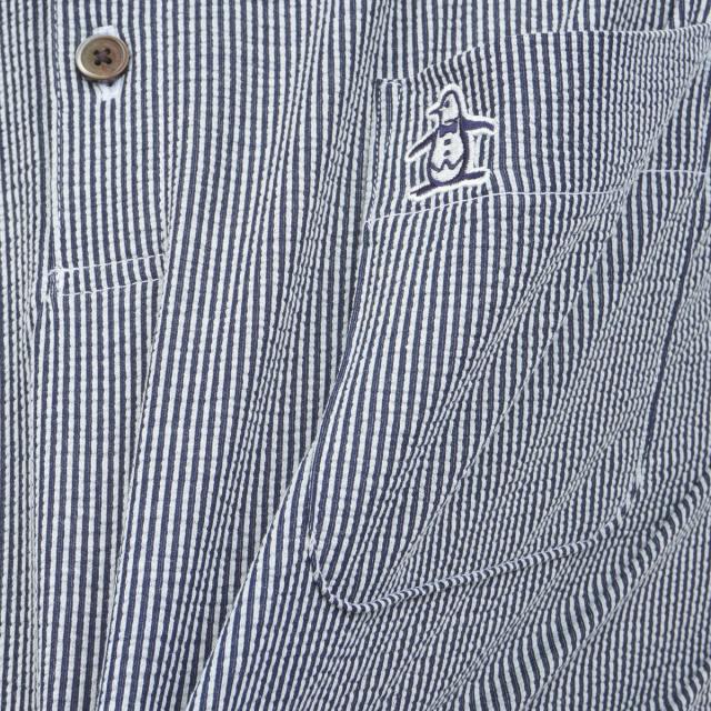 マンシングウェア　Munsingwear　ストレッチ シアサッカーストライプ台襟付き半袖ポロシャツ_9