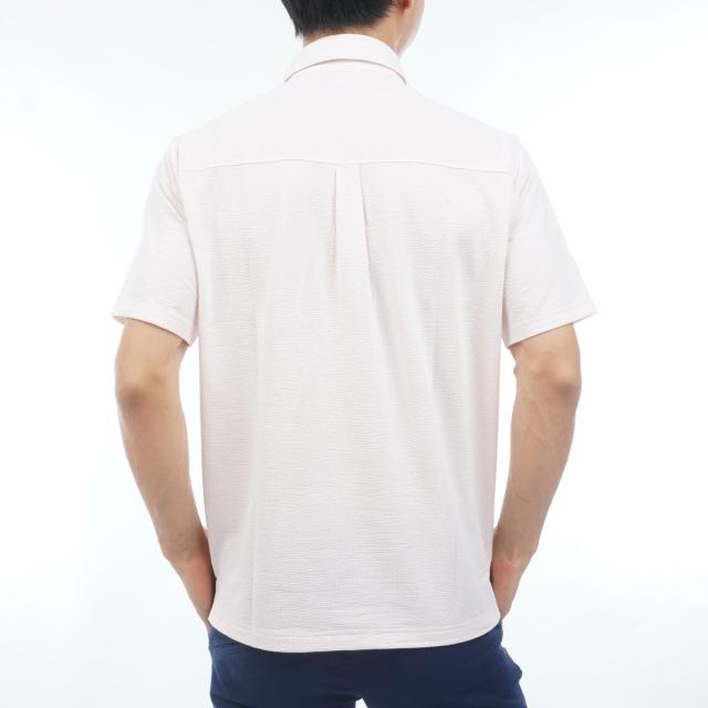 マンシングウェア　Munsingwear　ストレッチ シアサッカーストライプ台襟付き半袖ポロシャツ_12