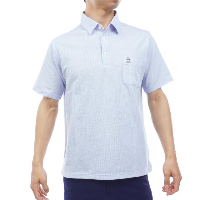 マンシングウェア　Munsingwear　ストレッチ シアサッカーストライプ台襟付き半袖ポロシャツ_13