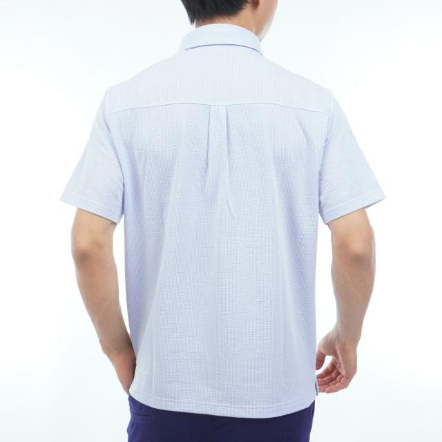 マンシングウェア　Munsingwear　ストレッチ シアサッカーストライプ台襟付き半袖ポロシャツ_15
