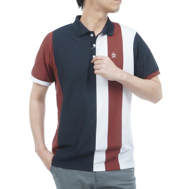 マンシングウェア　Munsingwear　ストレッチ マナード×SUNSCREEN 先染めストライプ半袖ポロシャツ