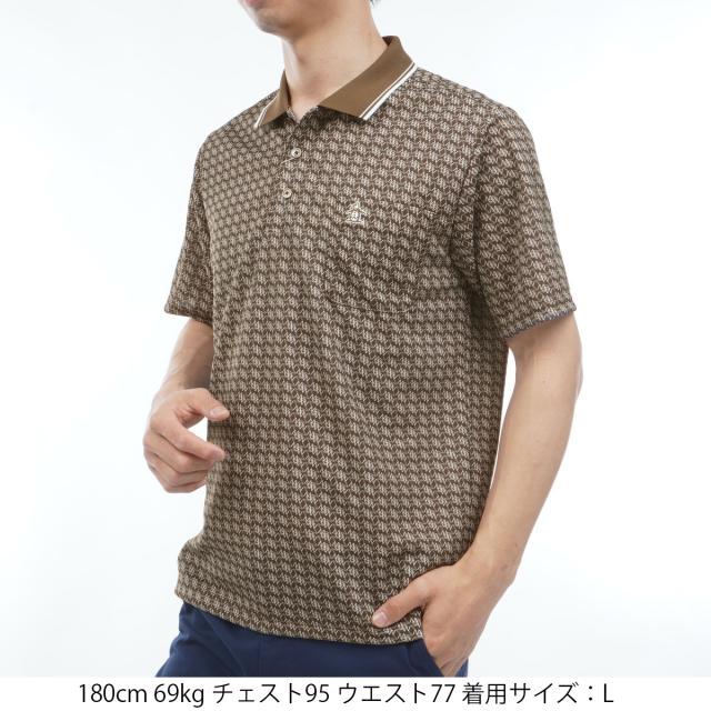 マンシングウェア　Munsingwear　ストレッチ SUNSCREEN モノグラムグラフィックプリント半袖ポロシャツ_1
