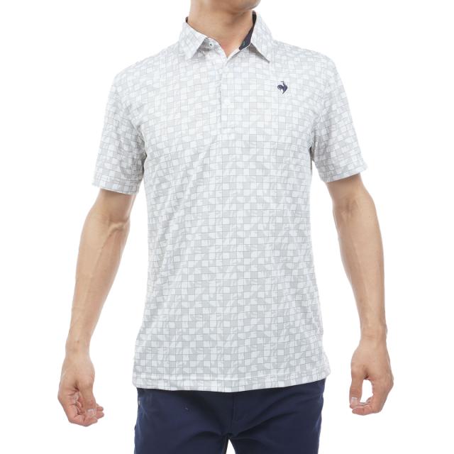 ルコックスポルティフ ゴルフ　Le coq sportif GOLF　ストレッチ ルースタータイル柄半袖ポロシャツ