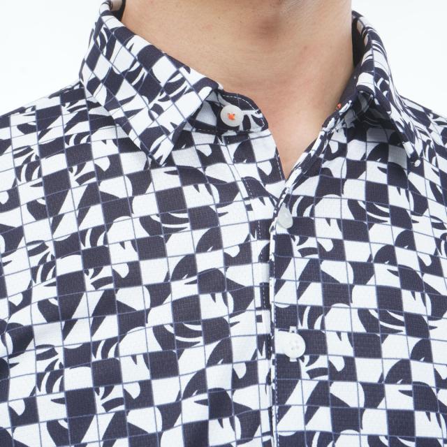 ルコックスポルティフ ゴルフ　Le coq sportif GOLF　ストレッチ ルースタータイル柄半袖ポロシャツ_10