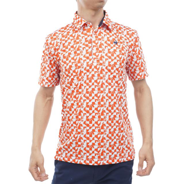 ルコックスポルティフ ゴルフ　Le coq sportif GOLF　ストレッチ ルースタータイル柄半袖ポロシャツ_13
