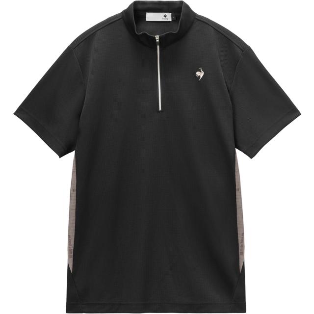 ルコックスポルティフ ゴルフ　Le coq sportif GOLF　ストレッチ MID SUMMER2 モノグラム柄切替ハーフジップ半袖シャツ