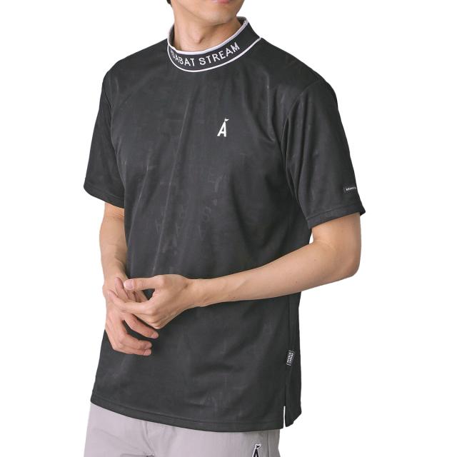 アダバットストリーム　ADABAT STREAM　ストレッチ 3Dロゴジャガード モックネック半袖Tシャツ