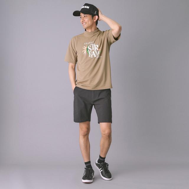 アダバットストリーム　ADABAT STREAM　ストレッチ フラワープリント モックネック半袖Tシャツ_9