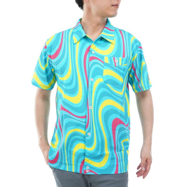 ラウドマウス ゴルフシャツ ラウドマウスゴルフ Loud Mouth Golf ニットサッカー開襟半袖シャツの