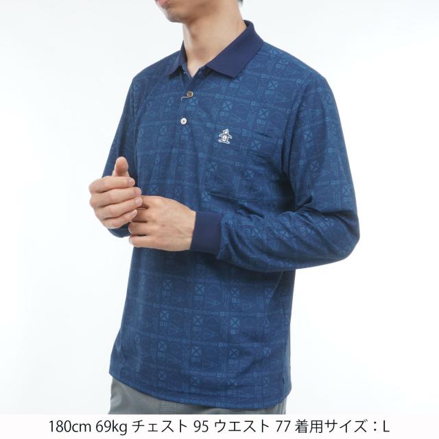 マンシングウェア　Munsingwear　SEASON グラフィック総柄プリント長袖ポロシャツ_1