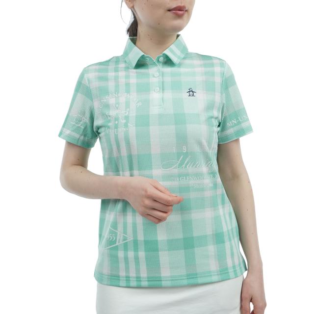 マンシングウェア　Munsingwear　SEASON COLLECTION ストレッチ チェックプリント半袖ポロシャツ　レディス