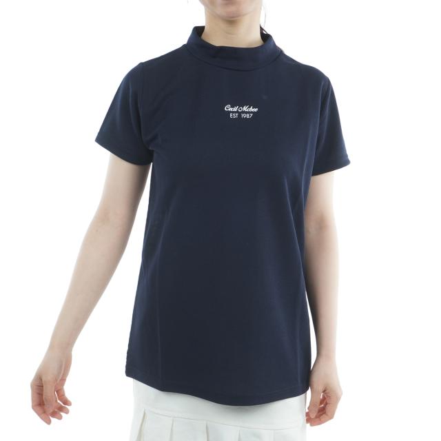 セシルマクビー グリーン　CECIL McBEE green　チェカードモックネック半袖シャツ　レディス