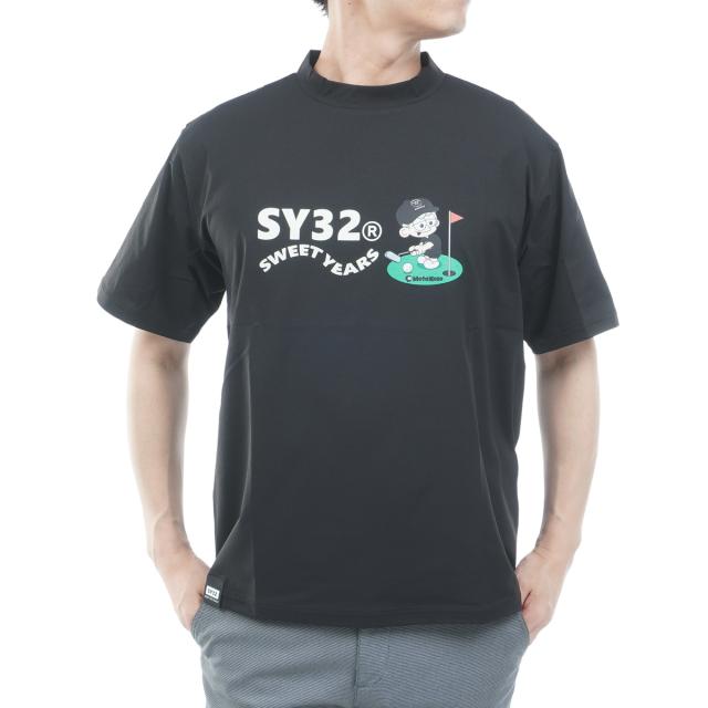 エスワイサーティトゥ バイ スウィートイヤーズ　SY32 by SWEET YEARS　ストレッチ METAKOZO コラボ半袖モックネックTシャツ