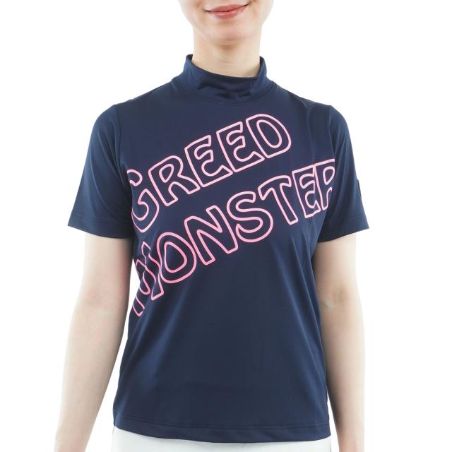 グリードモンスター　GREED MONSTER　ストレッチ Borderingロゴ モックネック半袖Tシャツ　レディス 11,011円