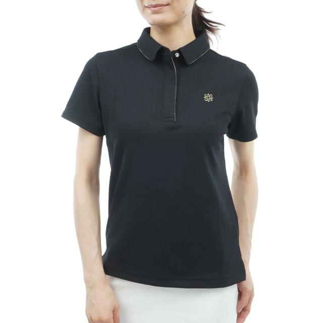 セント・アンドリュース　St ANDREWS　モノグラムパターンジャカード 半袖ポロシャツ　レディス