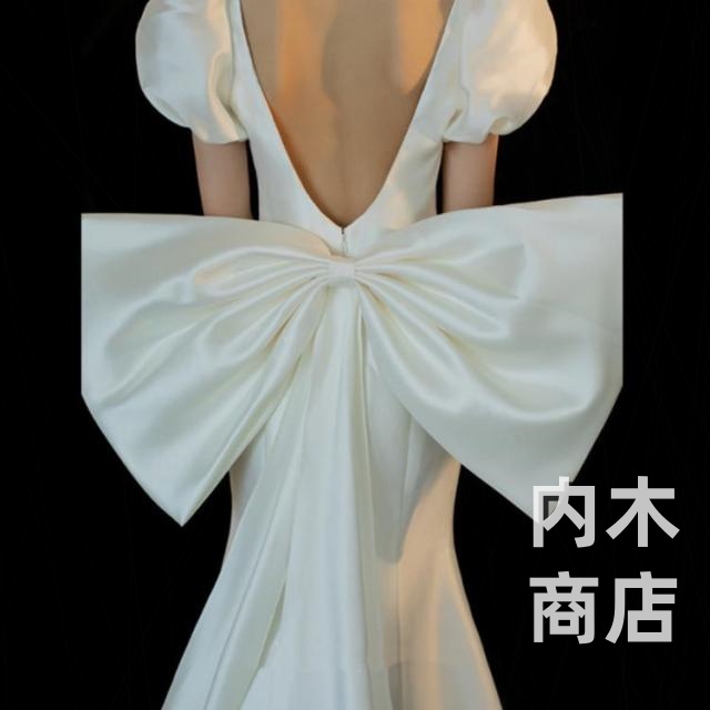 収納便利 SNS話題 スクエアネック ワンピース トレーン付き パーティードレス ホワイト 背空き トレーン付きドレス 白 ウェディング ウェディングドレス 五分袖 海外 ウエディング 挙式 結婚式 パフスリーブ 長袖 フィッシュテール マーメイドライン 収納便利 SNS話題 スクエアネック ワンピース トレーン付き パーティー