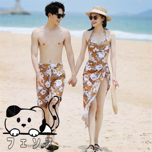 生活快適特集 多機能デザイン レビュー高評価 花柄 オールインワン 今だけ メンズ 海パン 夏ペアルック ストール 軽量仕様 水着セット カップル水着 男女お揃いビーチウェア サーフパンツ レディース モノキニ 数量限定入荷