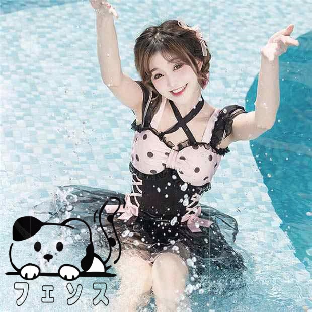 秋の新作特集 店長太鼓判 水着 レディース 温泉 人気急上昇 水玉 ビ 着?せ 透明感あり フリル プール 撮影 肩出し オフショルダー ロリータ風 在庫わずか リボン ランキング常連 かわいい ワンピース水着 数量限定入荷