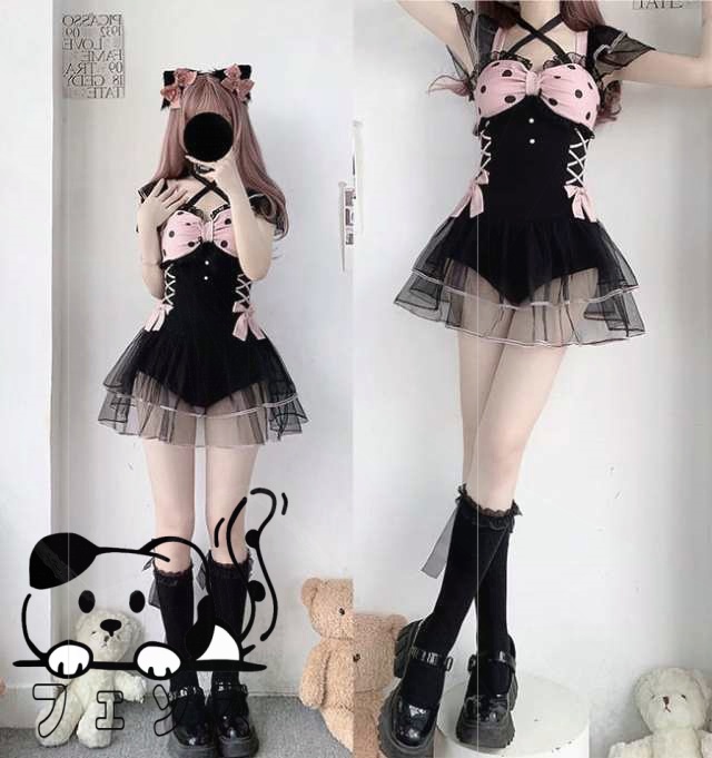 秋の新作特集 店長太鼓判 水着 レディース 温泉 人気急上昇 水玉 ビ 着?せ 透明感あり フリル プール 撮影 肩出し オフショルダー ロリータ風 在庫わずか リボン ランキング常連 かわいい ワンピース水着 数量限定入荷