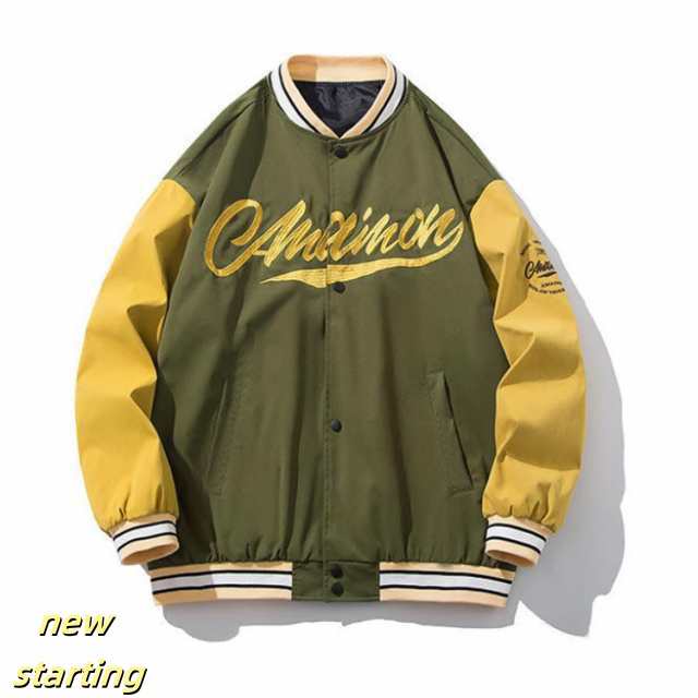 ジャケット スウェット スタジアムジャンパー メンズ 大きいサイズ バック刺 - アウター ブルゾン 春物 配色 スナップボタン 裾リブ アウの通販は
