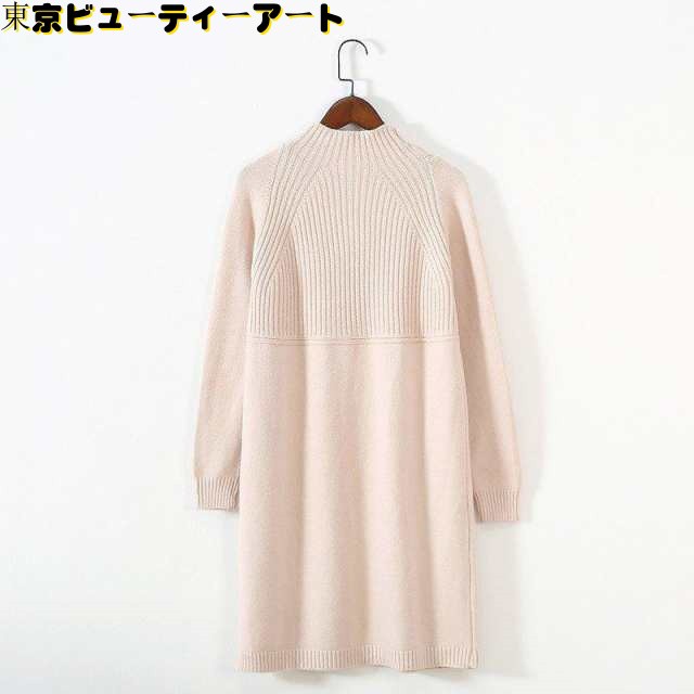ニット ワンピース セーター ニットワンピース 秋冬 膝丈 長袖 レディース タートルネック チュニック トップス ハイネック 厚手 あったかい 防寒の通販は
