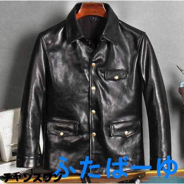 茶芯ホースハイド ドライビングコート レザージャケット サイズ選択可 カーコート ブレーキマン オイルワックスレザー 牛革の通販は