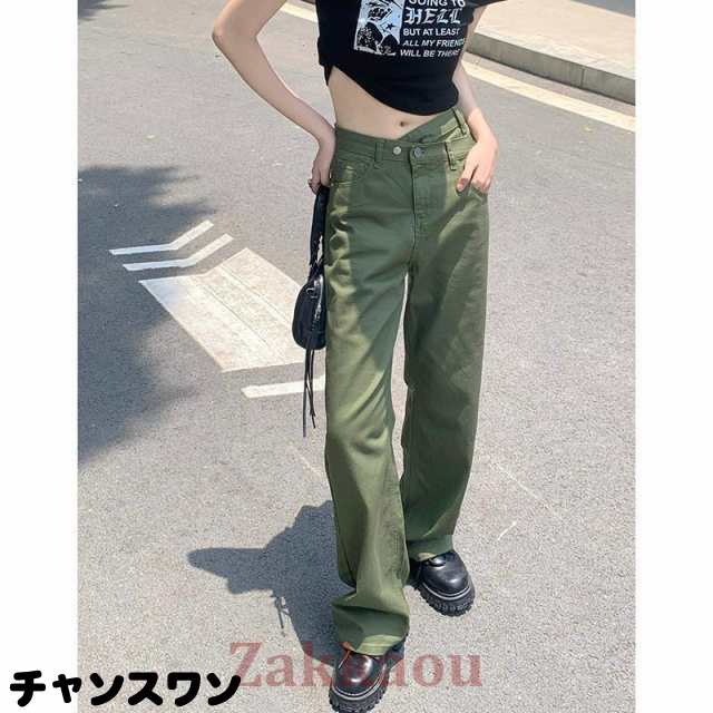 カーゴパンツ レディース ストレートパンツ ワイドパンツ ミリタリー 長ズボン ハイウエスト 作業着 スリム ゆったり 着痩せ おしゃれ ストリートの通販は