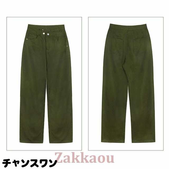カーゴパンツ レディース ストレートパンツ ワイドパンツ ミリタリー 長ズボン ハイウエスト 作業着 スリム ゆったり 着痩せ おしゃれ ストリートの通販は