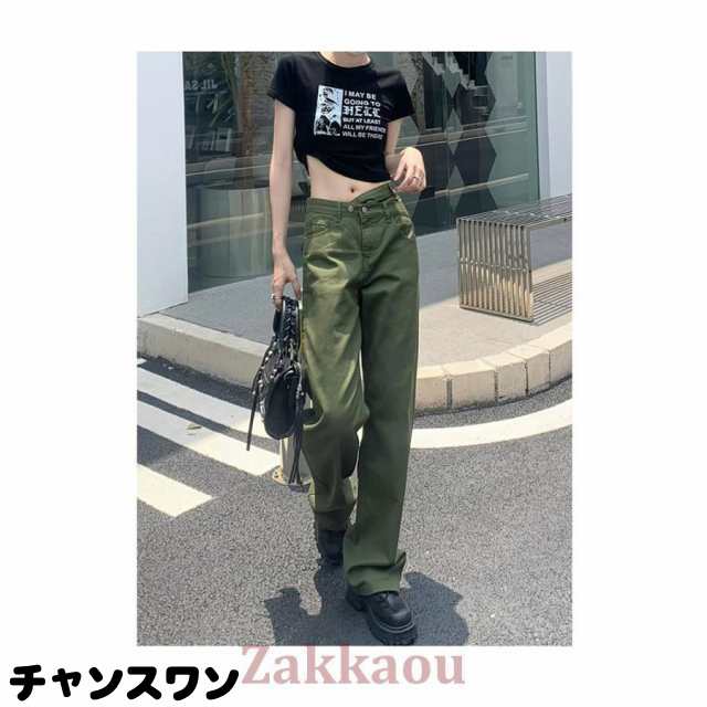 カーゴパンツ レディース ストレートパンツ ワイドパンツ ミリタリー 長ズボン ハイウエスト 作業着 スリム ゆったり 着痩せ おしゃれ ストリートの通販は