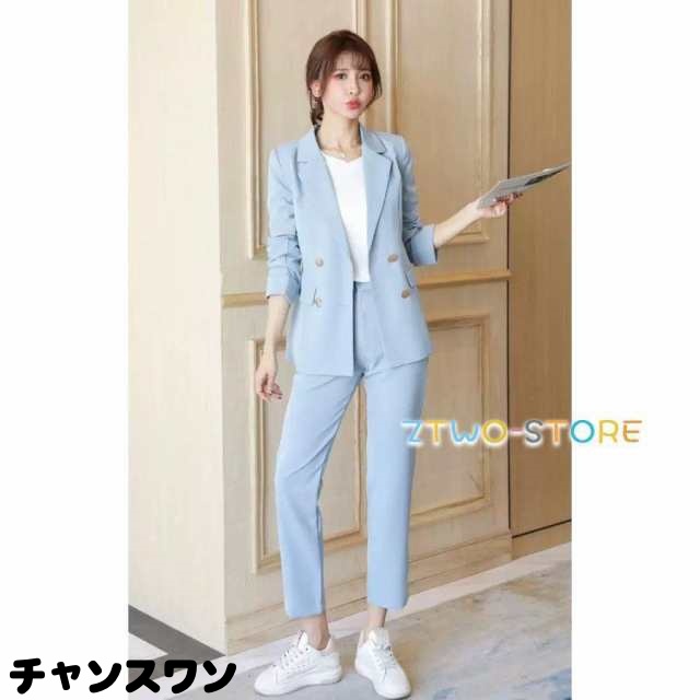 パンツスーツ レディース おしゃれ セットアップ スーツ ジャケット パンツ 黒 カジュアル 通勤服 オフィス 大きいサイズ 卒業式 入学式の通販は