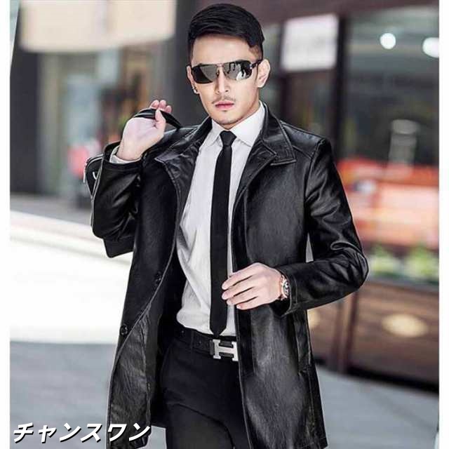 レザーコート メンズ 革ジャン 革コート 皮コート レザーハーフコート 防寒着 防寒 防風 保温 高級感 ファッション 秋 冬 男性 アウトドの通販は