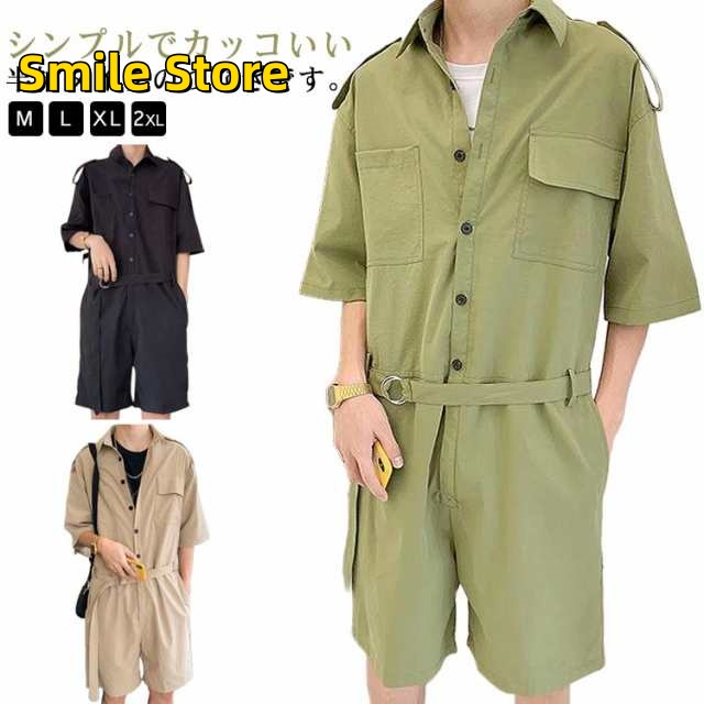 【SmileStore】tシャツ 作業服 メンズ 春夏 細身 ツナギ服 ワーク つなぎ 短パン カッコイイ オールインワン 半袖ツナギ 大きいサイズ つなぎ服 夏 半ズボン オーバーオール 半袖 おしゃれ ゆったり 男女兼用 薄手 つなぎ服 作業着 ヒップホップ レディース ツナギ カジュアル