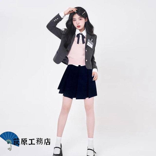 売上急増中 女子高校生 学生服 高校生 軽量仕様 買い逃し注意 機能性抜群 女の子 業式 スカートスーツ スーツ ブレザー フォーマル 長袖 6点セット バッジ スクール制服 韓国 上下セット セットアップ 制服 今だけ リボン シャツ セット