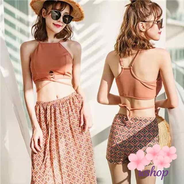 家中時間充実化 品質安心 即納OK セパレート 今だけ L 3点セット ビキニ 【wshop】体型カバー ランキング常連 水着 40代 体型カバー水着 ハイネック ママ LL M 30代 レディース ロングスカート 無地 パレオ 50代 数量限定入荷