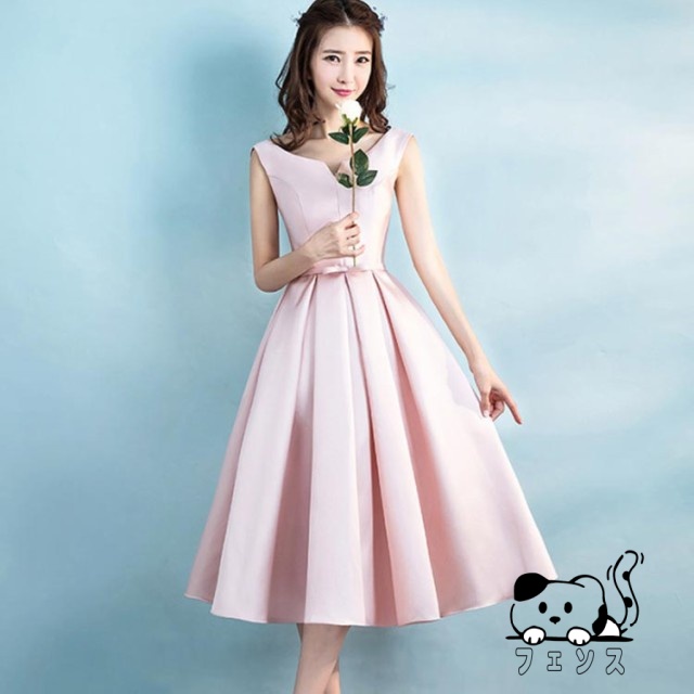 生活快適特集 毎日使える便利品 二次会 ブライズメイドドレス 売上急増中 ふんわり 謝恩会 ドレス 披露宴 招待 お呼ばれ きいサイズ Aライン フォーマルドレス ミモレ丈 花嫁 リボン 人気急上昇 今だけ 結婚式 ゲスト ウエディング サテンドレス お買い得プライス