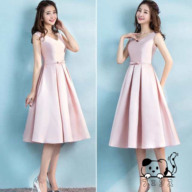 生活快適特集 毎日使える便利品 二次会 ブライズメイドドレス 売上急増中 ふんわり 謝恩会 ドレス 披露宴 招待 お呼ばれ きいサイズ Aライン フォーマルドレス ミモレ丈 花嫁 リボン 人気急上昇 今だけ 結婚式 ゲスト ウエディング サテンドレス お買い得プライス