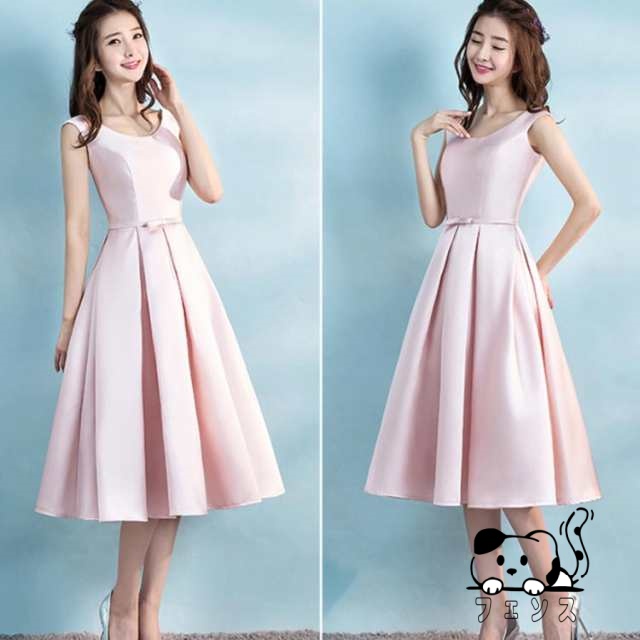 生活快適特集 毎日使える便利品 二次会 ブライズメイドドレス 売上急増中 ふんわり 謝恩会 ドレス 披露宴 招待 お呼ばれ きいサイズ Aライン フォーマルドレス ミモレ丈 花嫁 リボン 人気急上昇 今だけ 結婚式 ゲスト ウエディング サテンドレス お買い得プライス