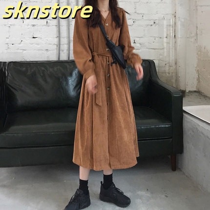 新作 秋冬 レディース ワンピース 部屋着 シャツワンピース ミモレ ミモレ丈 ミディアム丈 長袖 厚手 コーデュロイ シンプル カジュアル レトロ こなれ感 ラフ 無地 秋 冬 10代 20代 30代 40代 ママ 通勤 学生 通学 お出かけ 休日 普段使い 重ね着 楽ちん 暖かい S M L XL