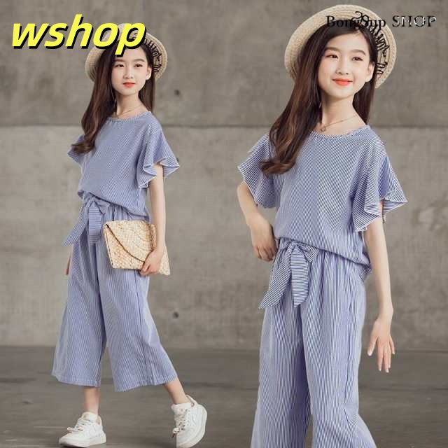 レビュー高評価商品 ギフトにも最適 通学着 【wshop 2点セット 売上急増中 上下セット 在庫わずか 春夏着 袖なし 可愛い Tシャツ 女の子 】子供服 キッズ 韓国子供服 小学生 コットンパンツ 長ズボン 新登場 おしゃれ セットアップ 数量限定入荷_1