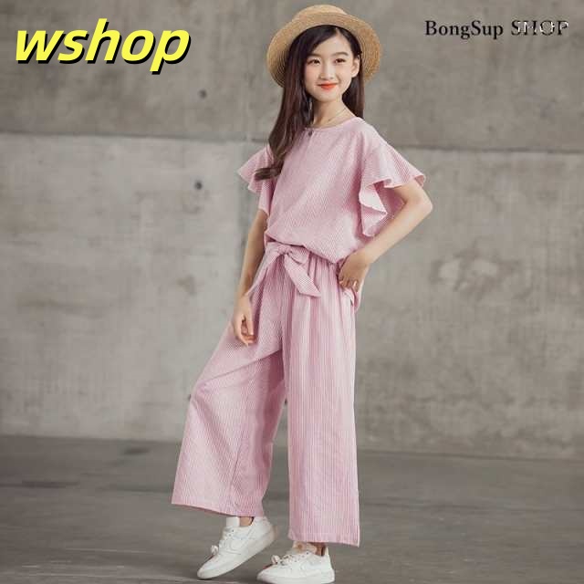 レビュー高評価商品 ギフトにも最適 通学着 【wshop 2点セット 売上急増中 上下セット 在庫わずか 春夏着 袖なし 可愛い Tシャツ 女の子 】子供服 キッズ 韓国子供服 小学生 コットンパンツ 長ズボン 新登場 おしゃれ セットアップ 数量限定入荷_2